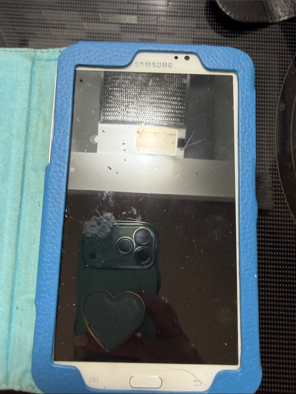 Samsung White Tablet with Bright Blue Folio Case